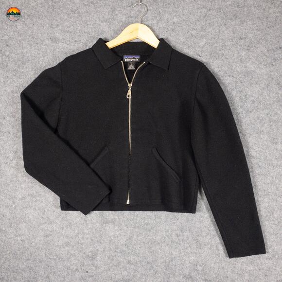 Patagonia Sweaters - Patagonia Full-Zip Sweater Black Long Sleeve Pockets Knit Women's Size Medium